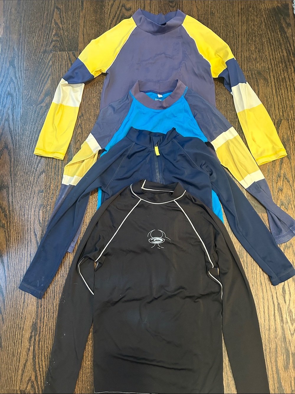 Kids Bundle of 4 Long-Sleeve Rash Guard Swim Top – Black & Yellow Color Options